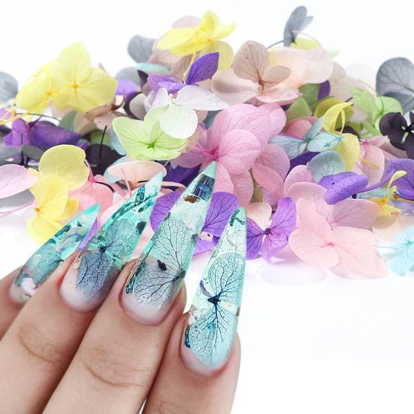 

nail art decorations 3d dried flowers for nails natural hydrangea lavender floral petals leaf design manicure accessory gl1505, Silver;gold