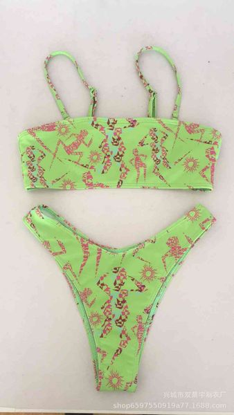 

avant-garde swimsuit for women 2021 print split bikini gir, White;black