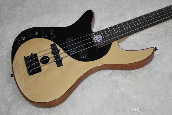 

custom wholesale 4 string electric bass guitar, left hand, 24 kinds of audio products, black hardware, delivery