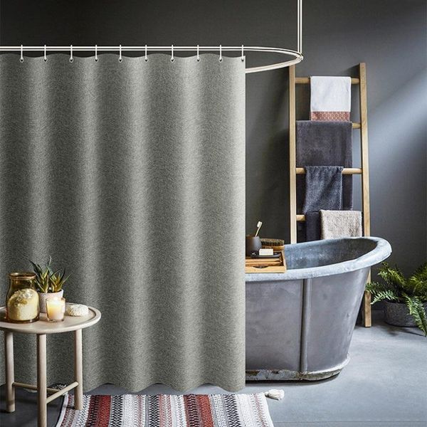 

shower curtains solid color imitation flax fabric bathroom curtain waterproof liner bath screen for gift