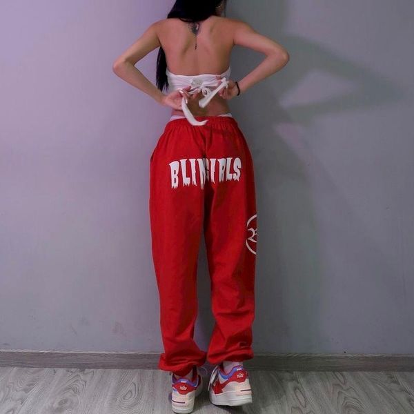 

women's pants & capris trousers casual sports hip-hop loose leggings jazz high-waist all-match 2021 summer sweatpants, Black;white
