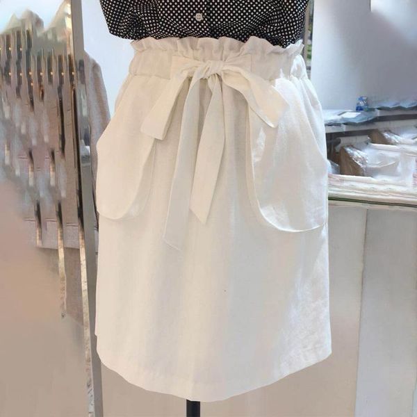 

skirts summer women's korean style solid color bow high waist casual slim female short lh273, Black