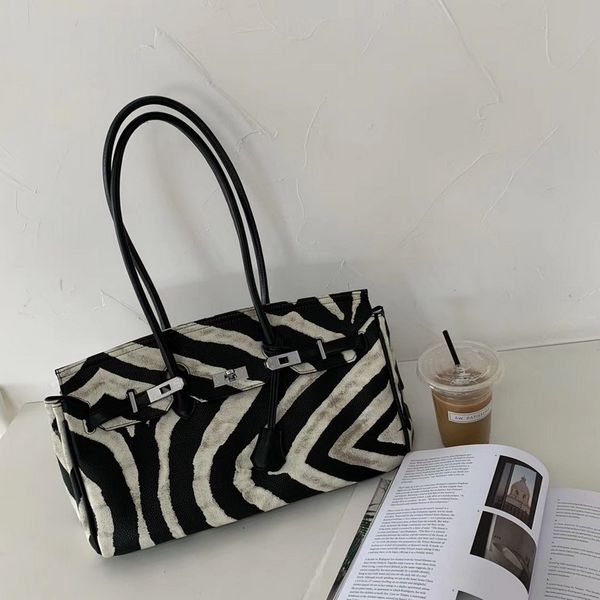 

star net red same zebra pattern soft leather underarm kelly women's large capacity one shoulder messenger bag