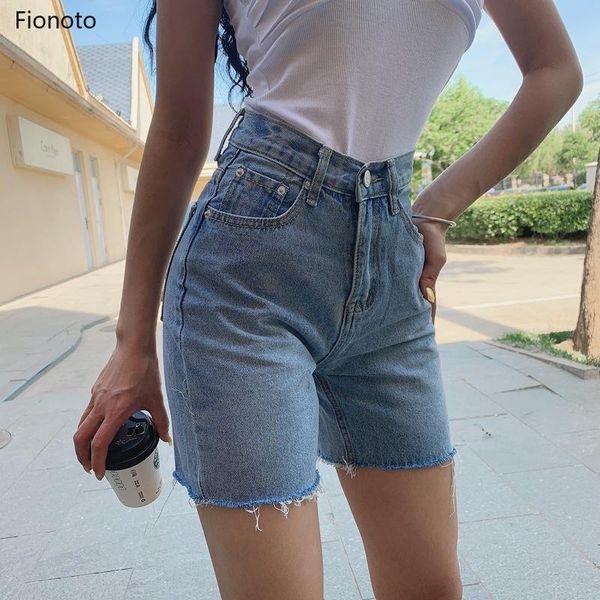 

women's jeans high waist slim denim shorts 2021 female bermuda plus size woman fashion tassel tight five-point washed, Blue
