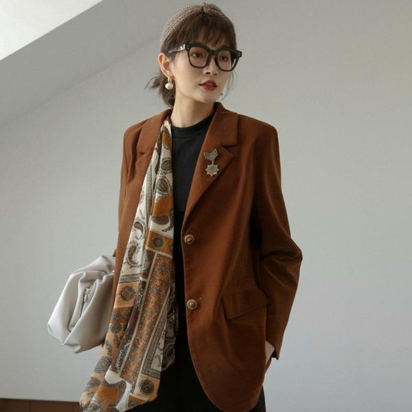 

women's suits & blazers [ewq] korea chic autumn casual trend women lapel single-breasted belt silk scarf loose fashion long-sleeved bla, White;black