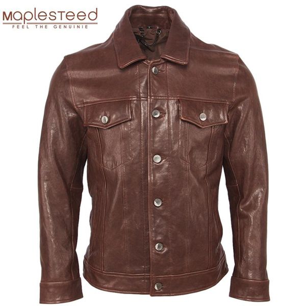 

men's leather & faux tanned sheepskin men real jacket super quality soft slim fit genuine male skin coat autumn m440, Black