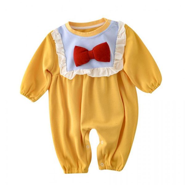 

new baby rompers newborn long sleeve toddler bowknot jumpsuit girls princess clothing pure cotton costume baby girl clothes 210413, Blue