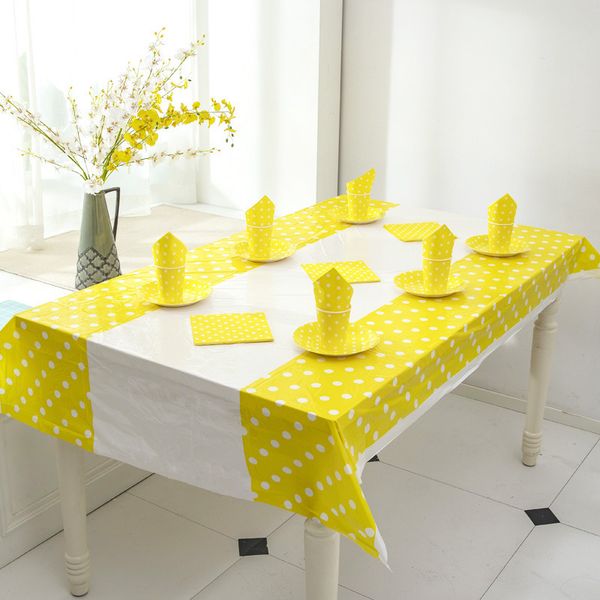 

disposable yellow dot party arrangement set supplies tableware props