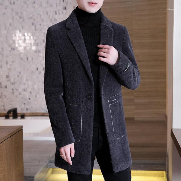 

gold ermine pile with cap thick cloth coat male winter1, Black