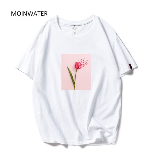 

2021 women fashion t shirts female 100% cotton white black tees lady floral pattern high street casual mt21020