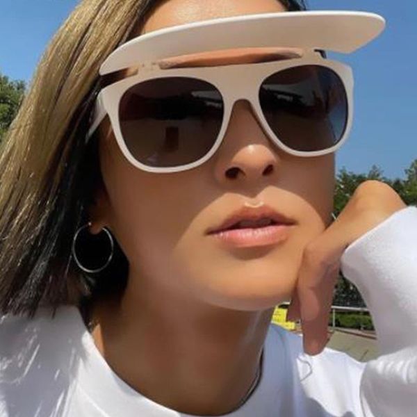 

sunglasses flip women men fashion summer visor ladies oversized trendy eyewear shades uv400 drive, White;black