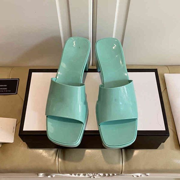 

slippers 2022 brand woman slipper designer lady sandals summer fashion jelly slide high heel slippers luxury casual shoes womens leather b27, Black