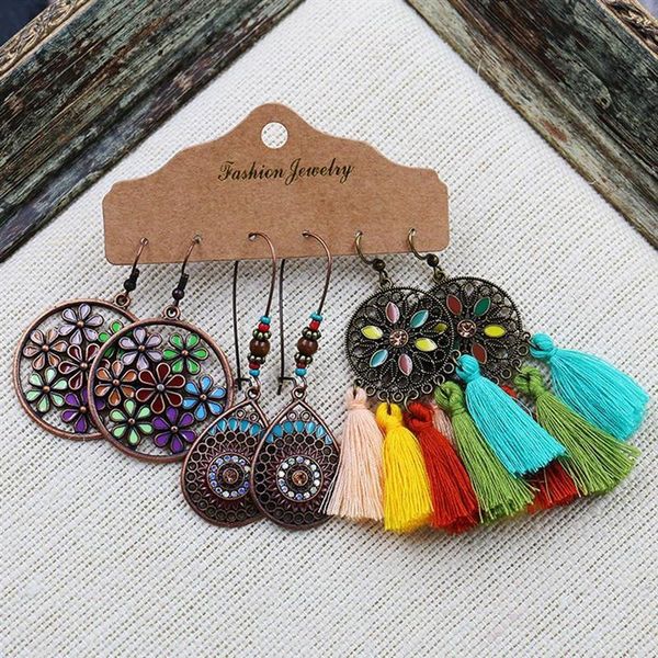 

dangle & chandelier bohemian earrings vintage retro drop earring boho tassel for women girls seaside resort jewelry accessories, Silver
