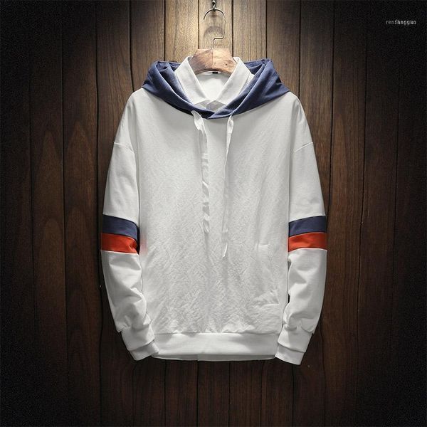 

men's hoodies & sweatshirts british style fashion trend simple stitching white hoodie oversized couple autumn mens hoody1, Black