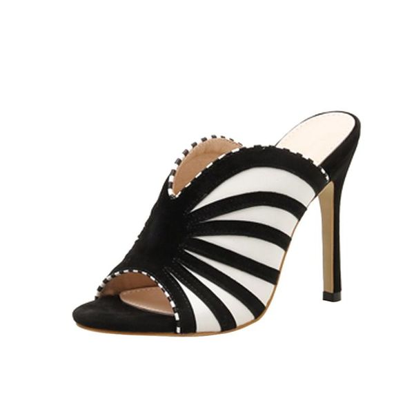 

shoes women summer high heel casual fashion color matching banquet indoor stiletto heels sandals, Black