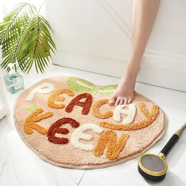 

carpets flocking cute fruit apple peach non- slip foot mat hallway porch rug for home livingroom door mats suck water bath carpet