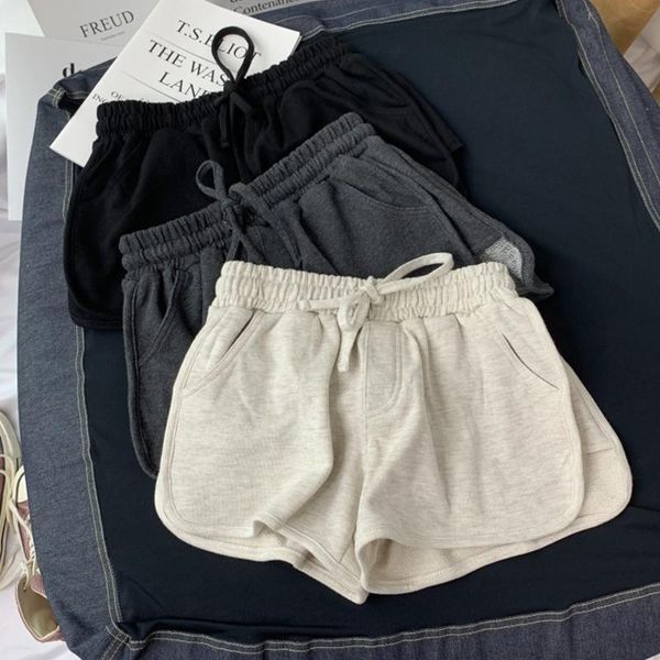 

women's shorts high waist solid drawstring korean simple loose shortss women casual slimming sports ladies summer 2021, White;black
