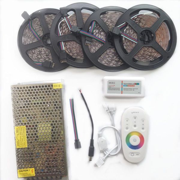 

rgb led strip 60leds/m non waterproof diode tape +rf touch remote controller +ac110/220v dc12v adapter strips