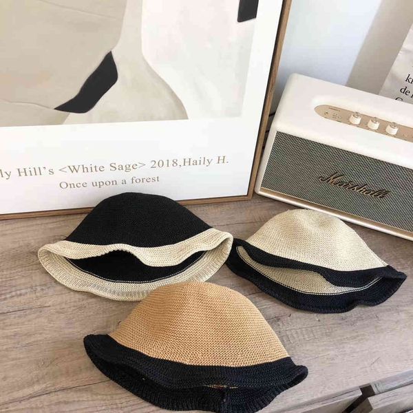 

new small hat eaves mosaic color fisherman's hat grass planting line mixed basin hat children's versatile heavy industry short eav, Blue;gray