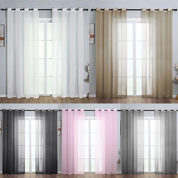 

curtain & drapes solid color living room window finished tulle sheer voile rideaux modern clear valance home textile curtains