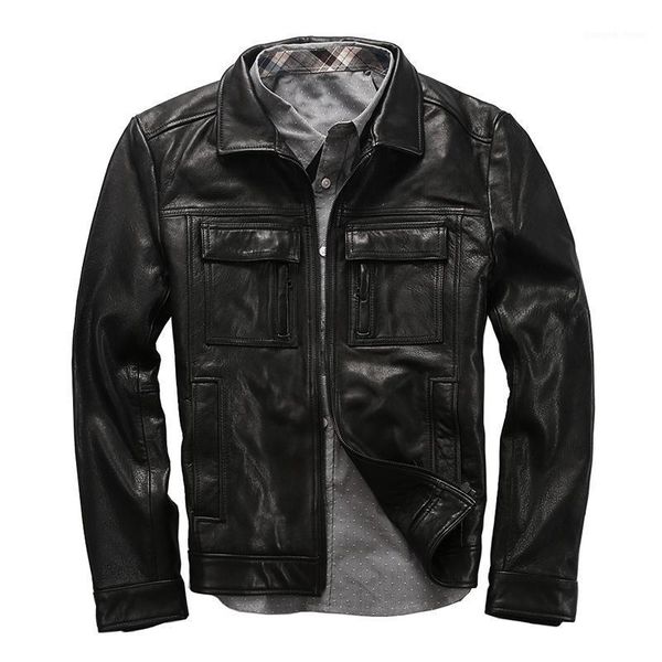 

read description quality ahpp super warm genuine skin jacket mens sheep leather coat men's & faux, Black