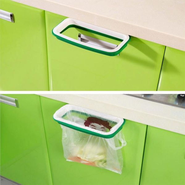 

waste bins green trash bag holder organizer kitchen garbage hook over the cabinet wastebasket can basket hanging storage rack