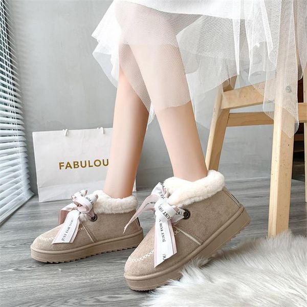 

boots fur snow women 2021 autumn and winter plus velvet thick warm cotton shoes non-slip short children, Black