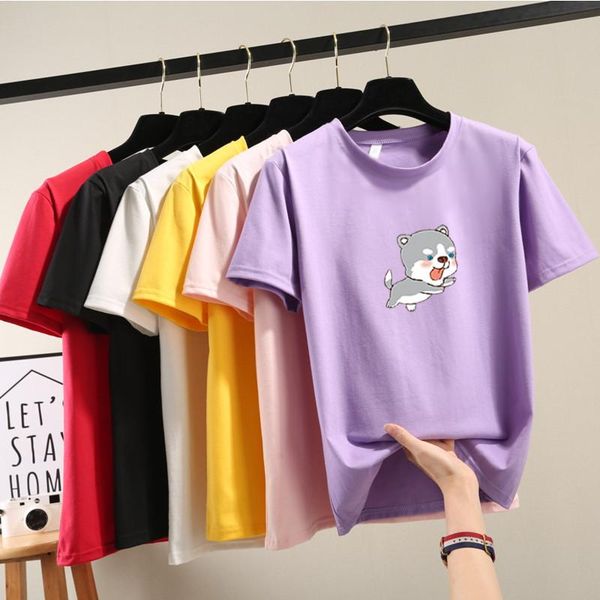 

women's t-shirt fashion women summer harajuku funny cat prints simple casual short sleeve o-neck girls lovely t shirt female cute tees, White