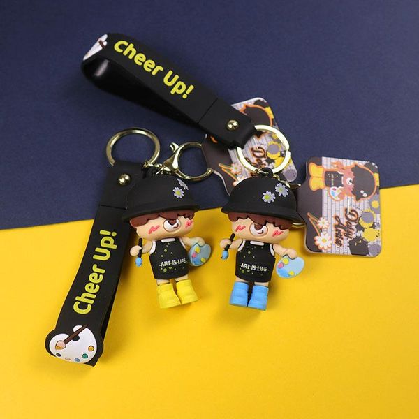 

keychains lovely daisy little painter men and women trend key chain creative students gift bag pendant rings, Silver