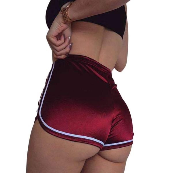 

women's shorts 2021 women casual fitness silk slim mini spring summer ladies elastic high waist workout short sportwear beach, White;black