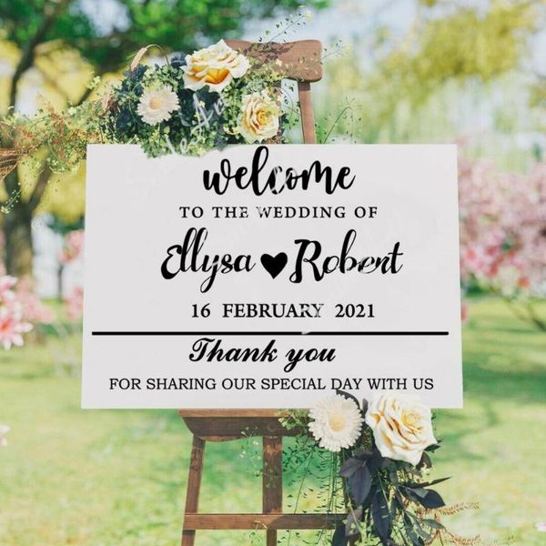 

wall stickers cute wedding welcome custom name home decoration accessories for kids rooms art mural drop