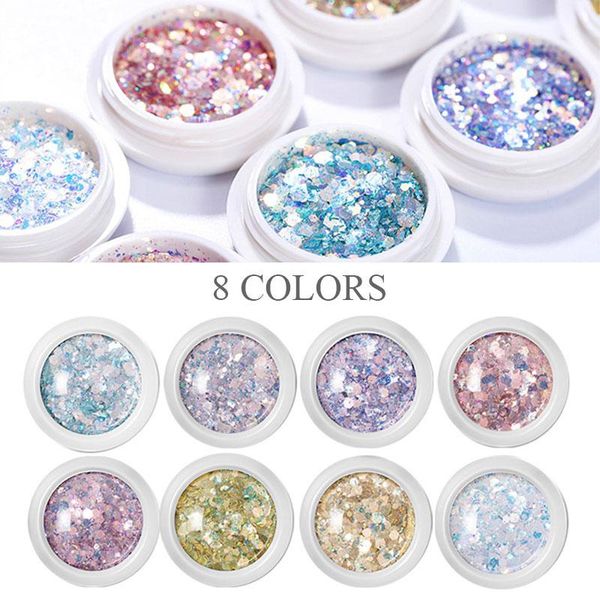 

nail glitter 1 boxes 3d sequins mermaid flakes shining mixed mirror hexagon spangles slices paillette art decorations, Silver;gold