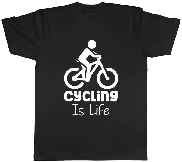 

cycling is life mens t-shirt tee, White;black