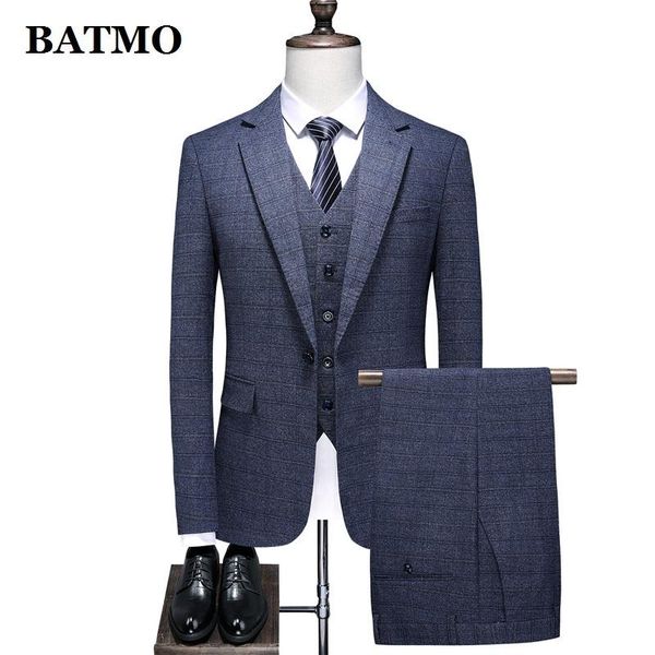 

men's tracksuits batmo 2021 arrival plaid suits men,male wedding dress,double slit 6835, Gray