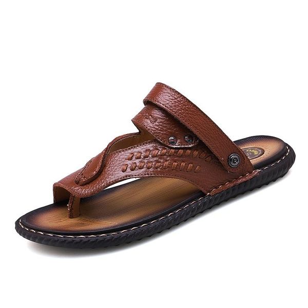 

sandals leather summer ete masculina sandalen rasteira beach sandali homme zandalias man for uomo sandale piel vietnam hombre sandalle, Black