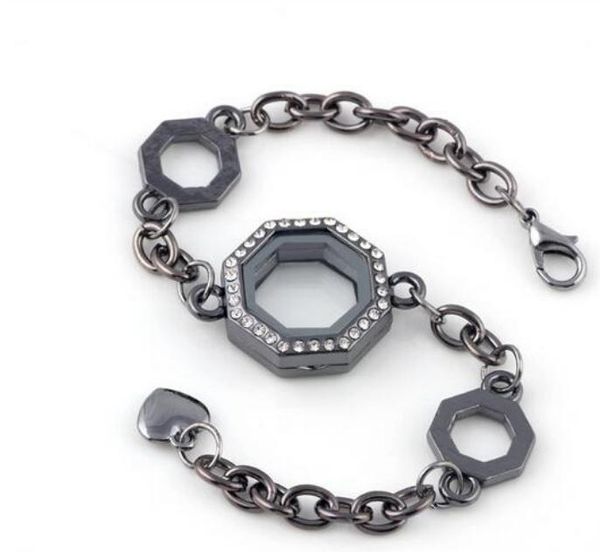 2021 10 pçs / lote grátis Novo Rhombus Flutuando Locket Pulseira pulseira de vidro aberto ímã de viva foto Memória Memória Pulseira Mulheres Homens