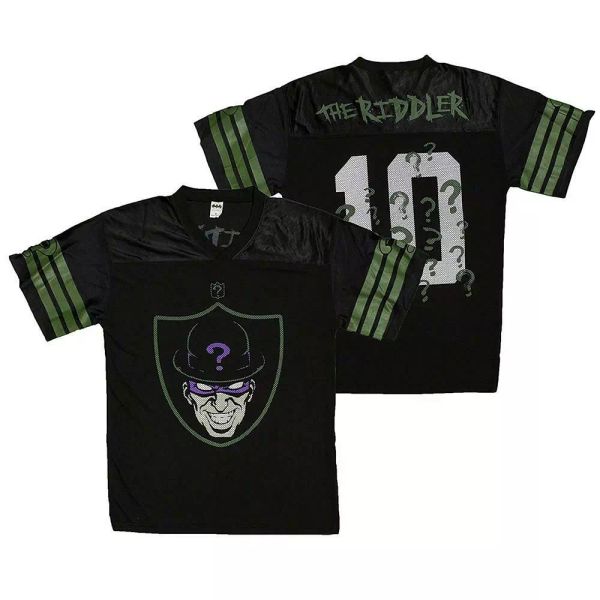 

dc comics the riddler fashion football jersey, White;black