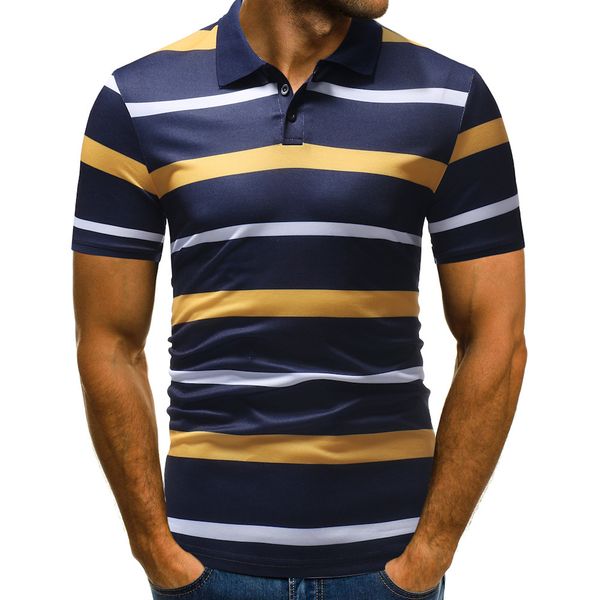 

men's polo shirt summer half face model wind stripe, White;black