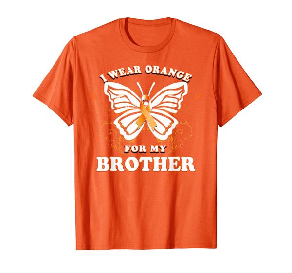 

i wear orange brother leukemia cancer awareness shirt, White;black
