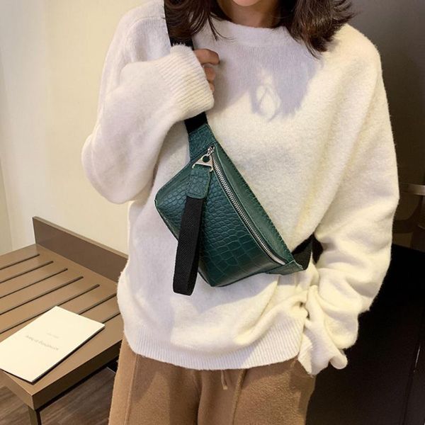 

women cross body chest bag fashion casual gift messenger crocodile pattern clutch summer pu leather zipper closure waist pack bags