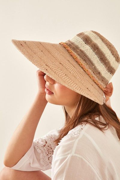 

& city womens sun straw hat t1740-30 outdoor hats, Black;white