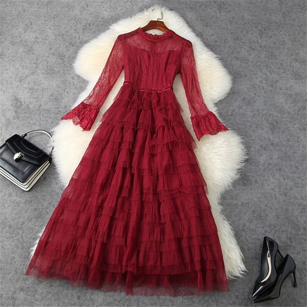 

two piece dress female spring runway cascade designer plied long celebrity income dressed up in elegant party dress extension black sleeve i, White