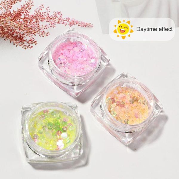 

nail art decorations 6pcs 3d lightweight sequins decoration travel night luminous diy manicure makeup accessories tools, Silver;gold