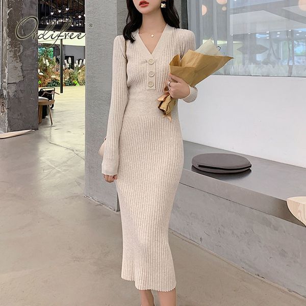 

autumn winter knitted long sleeve thick warm female sweater dress 210415, Black;gray