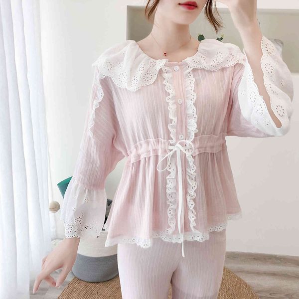 

women's sleepwear pajamas 3 pcs set nightwear autumn pajama long sleeve lady 4 color y0mt, Black;red