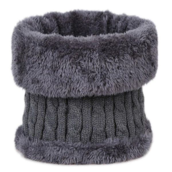 

winter men women warm knitted ring scarves thick elastic knit mufflers children neck warmer plush polyester scarf cycling caps & masks, Black