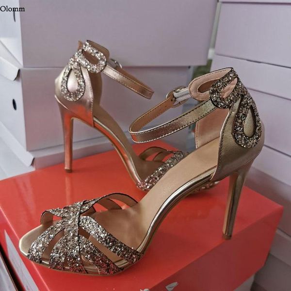 

olomm arrival women summer sandals stiletto heels open toe gorgeous champagne party wedding shoes us size 5-15 dress, Black