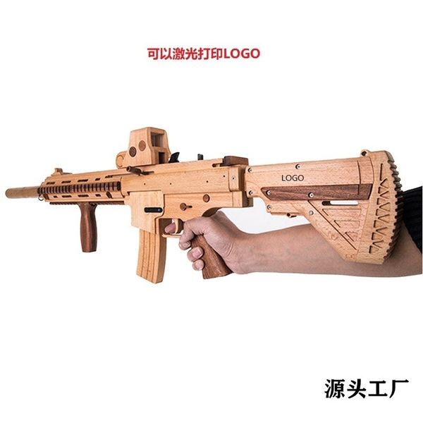 

m416 wooden toy shooter self-contained soft bullet simulation assault gun rubber band continuous firing