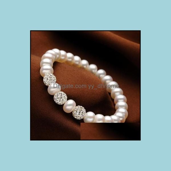 FILHAS, Strands Bracelets Bracelete de cristal natural de joias de atacado 8-9mm Pearl Singl of Light Flawless Drop Delivery 2021 9L04L