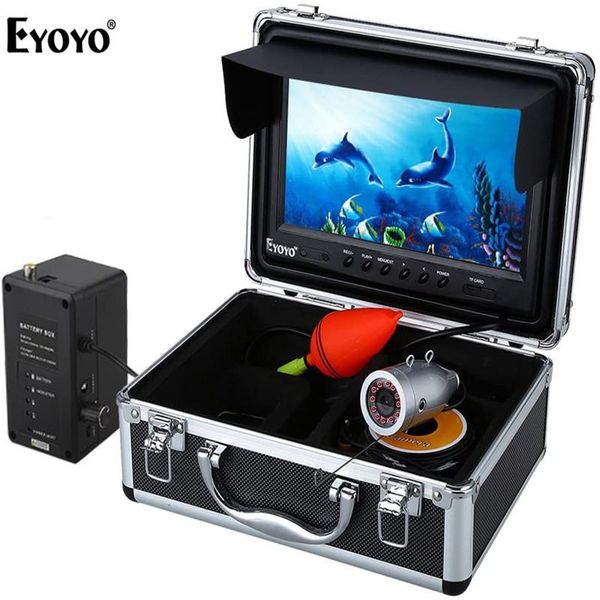 

fish finder eyoyo wf09 9" 15m hd 1000tvl fishing camera underwater 8gb dvr video 12pcs ir infrared led for ice